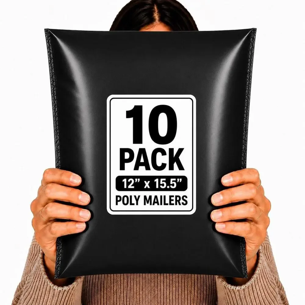 POLYMAILERS BLACK SHIPPING BAGS (10 PACK) 12